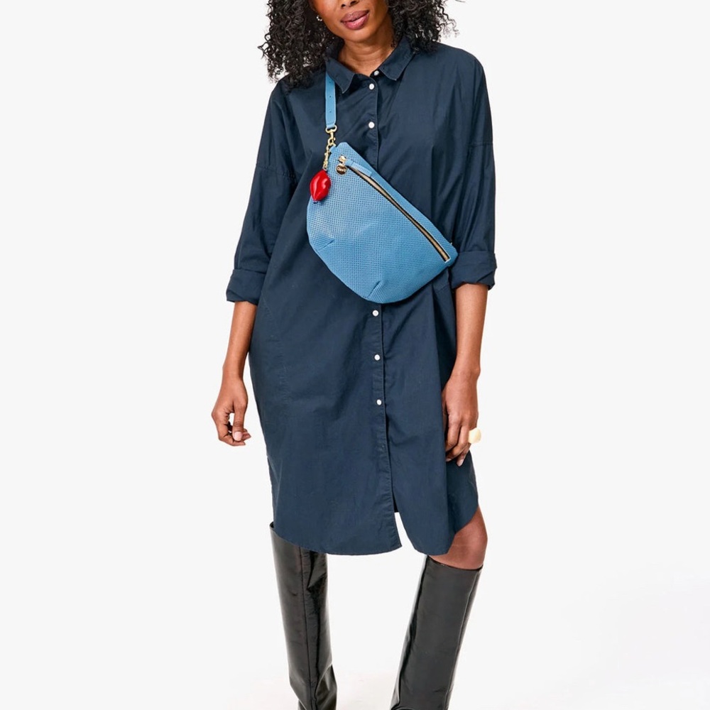 Clare V Desert Blue Perforated Grande Fanny NWT - Picture 9 of 9